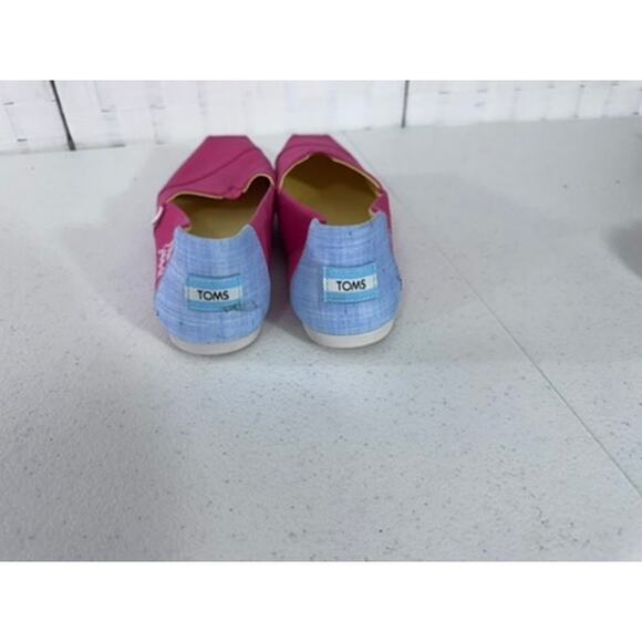 "TOMS" Hello Summer,Alpargata,Paradise Pink,Embroidered ,Flat Shoes, NEW? SZ 8W - Picture 6 of 10